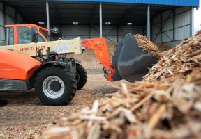 Branches shredded in the forest are transported directly to wood-fired power plants.