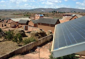 Photo of a solar photovoltaic unit in a village in Madagascar.