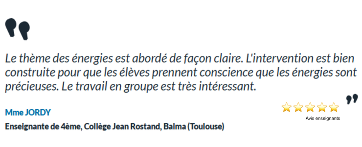 Citation de Mme JORDY enseignante en 4ème au Collège Jean Rostand, Balma (Toulouse)