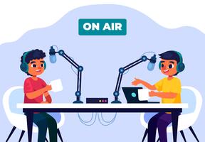Elèves qui enregistrent un podcast