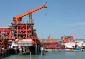 A crude oil separator on one of the artificial islands on the Kashagan field in Kazakhstan.