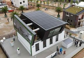 A "house of the future" at the Solar Decathlon Europe 2014 in Versailles, France.
