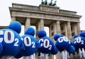 Protesters in Berlin in December 2009 wanting less CO2 emissions