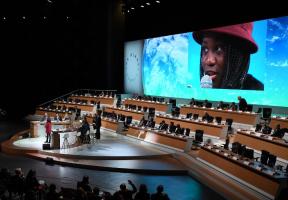 Image du "One Planet Summit", organisé à Paris en décembre 2017 pour relancer l'action internationale contre le réchauffement climatique. 