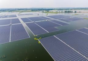 The world's largest floating solar photovoltaic farm, in Huainan, China