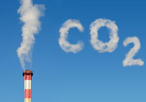Photo montage symbolizing carbon dioxide emissions into the atmosphere