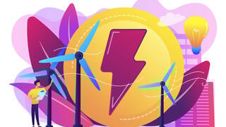 Ingénieur travaillant avec des éoliennes produisant de l'énergie verte.