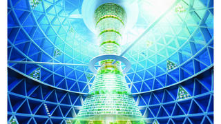 Maquette d'un projet de ville sous-marine en forme de spirale imaginée par un groupe de construction japonais