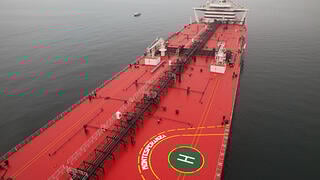 The Montesperanza, a tanker chartered by Total, departs Le Havre, France on its first voyage.