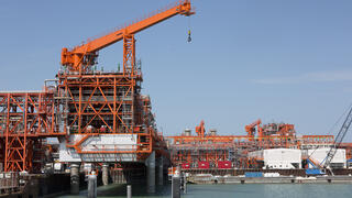 A crude oil separator on one of the artificial islands on the Kashagan field in Kazakhstan.