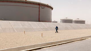 Tank farm at the SATORP refinery in Jubail, Saudi Arabia.