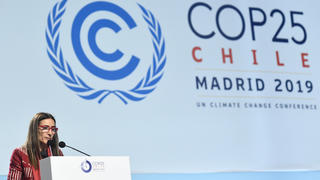 Image de Mme Carolina Schmidt, ministre chilienne de l’environnement, lors de la séance de clôture de la COP25