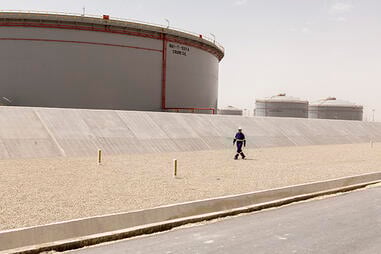 Tank farm at the SATORP refinery in Jubail, Saudi Arabia.
