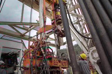 Drilling operations on the Incahuasi field in Bolivia.