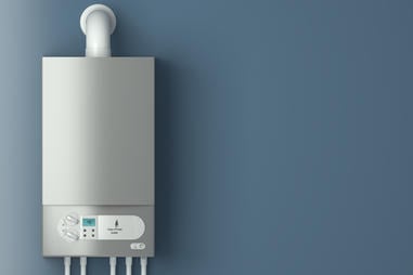 Image of a gas boiler used for home heating and hot water production.