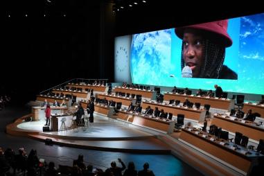 Image du "One Planet Summit", organisé à Paris en décembre 2017 pour relancer l'action internationale contre le réchauffement climatique. 